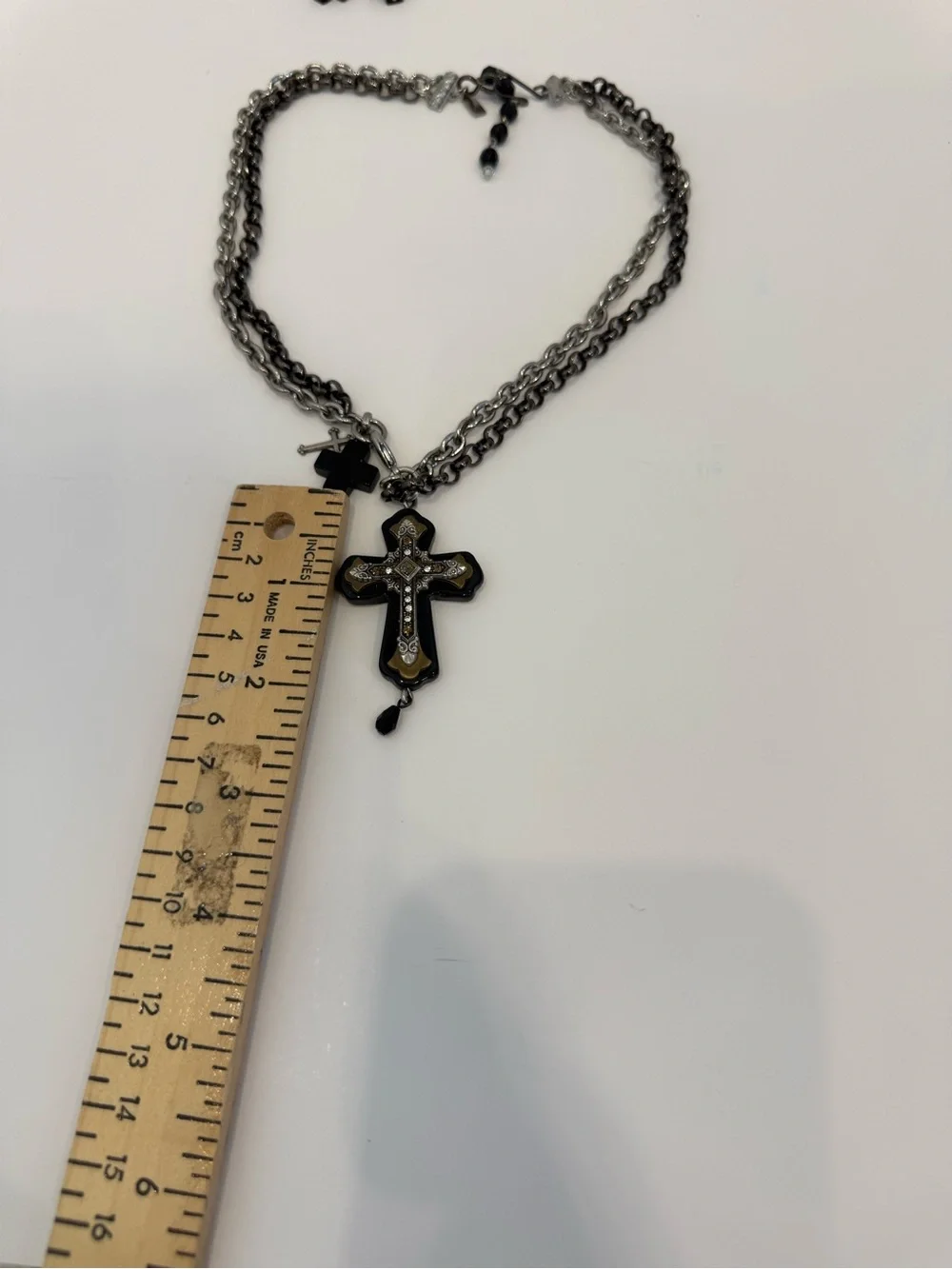 Y2K FAITH Black Cross Pendant Multi Chain Necklace and earring Set Whimsigoth